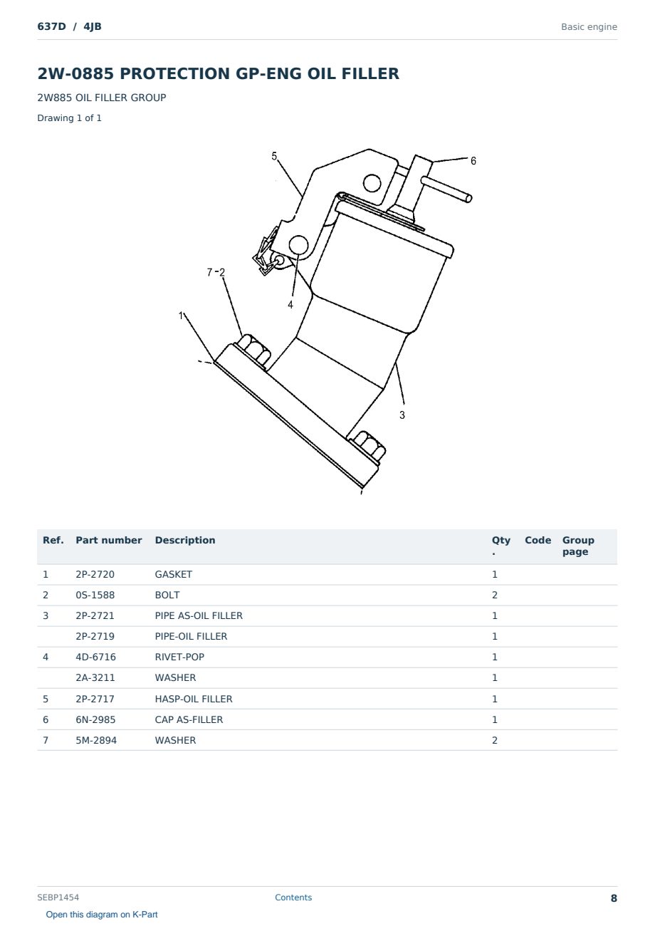 Caterpillar 637D S/N 4JB Partsbook SEBP1454 (English) - sample page 8 of 10 Caterpillar 637D S/N 4JB Partsbook SEBP1454 (English) - sample page 8 of 10