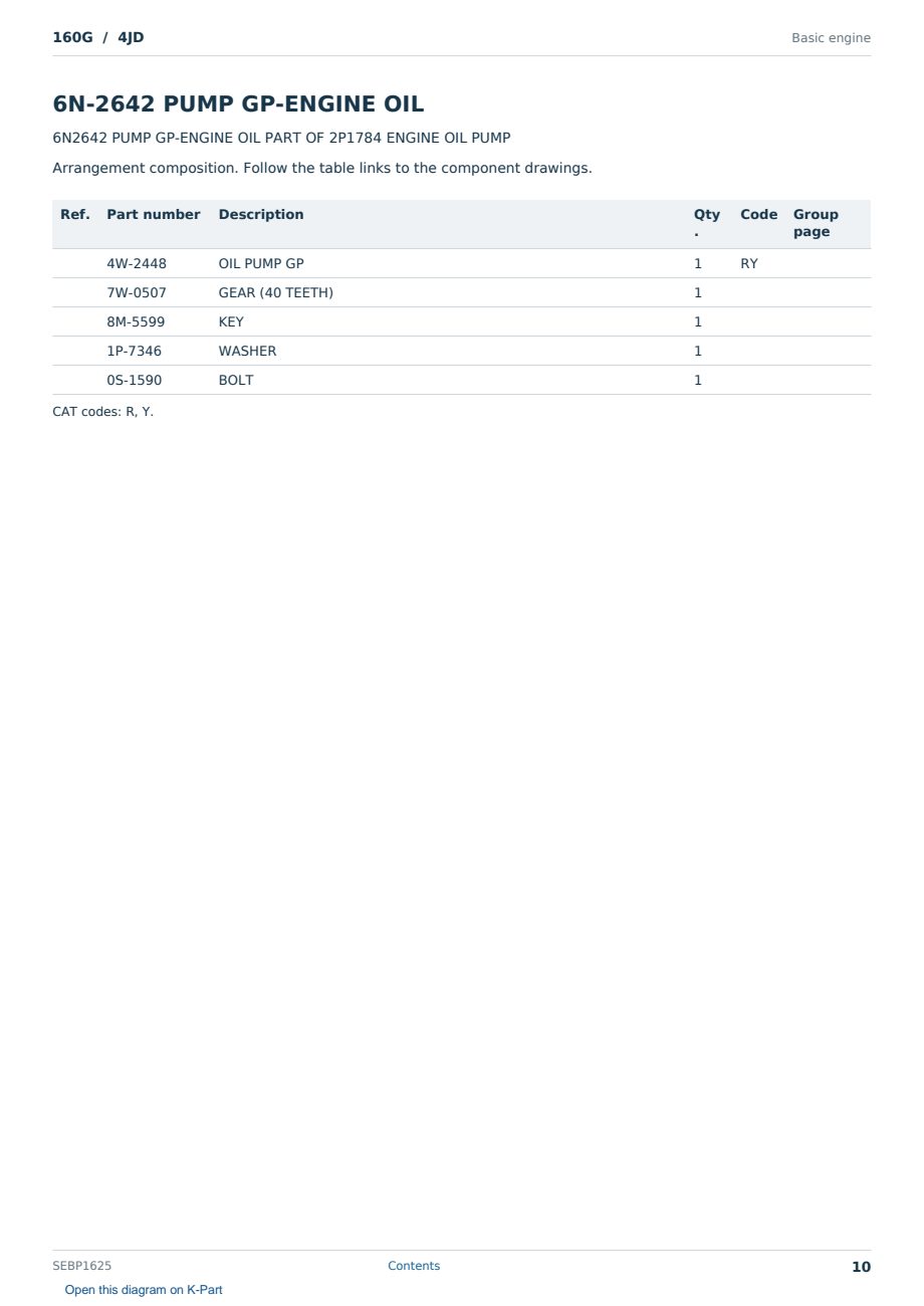 Caterpillar 160G S/N 4JD Partsbook SEBP1625 (English) - sample page 10 of 10 Caterpillar 160G S/N 4JD Partsbook SEBP1625 (English) - sample page 10 of 10