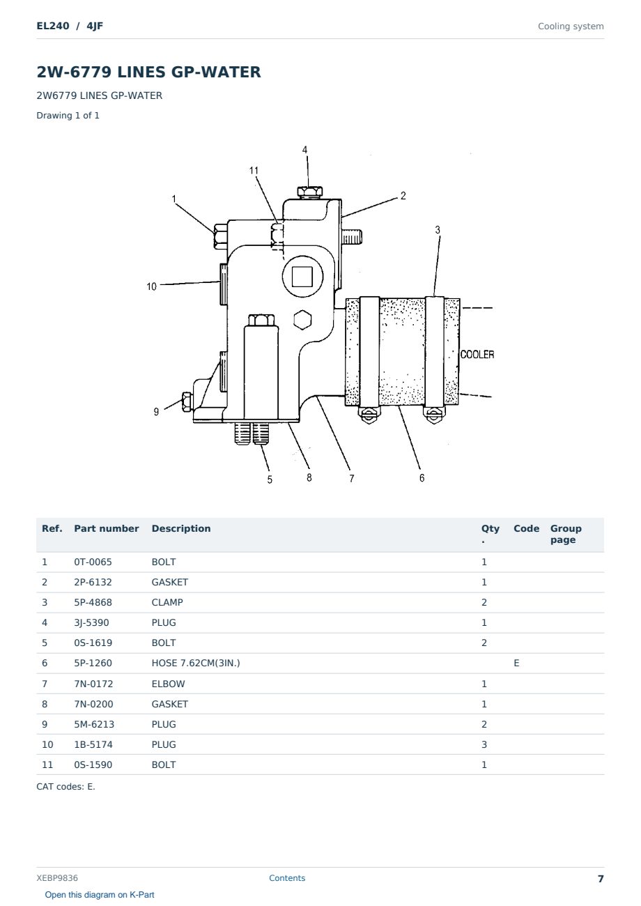 Caterpillar EL240 S/N 4JF Partsbook XEBP9836 (English) - sample page 7 of 10 Caterpillar EL240 S/N 4JF Partsbook XEBP9836 (English) - sample page 7 of 10