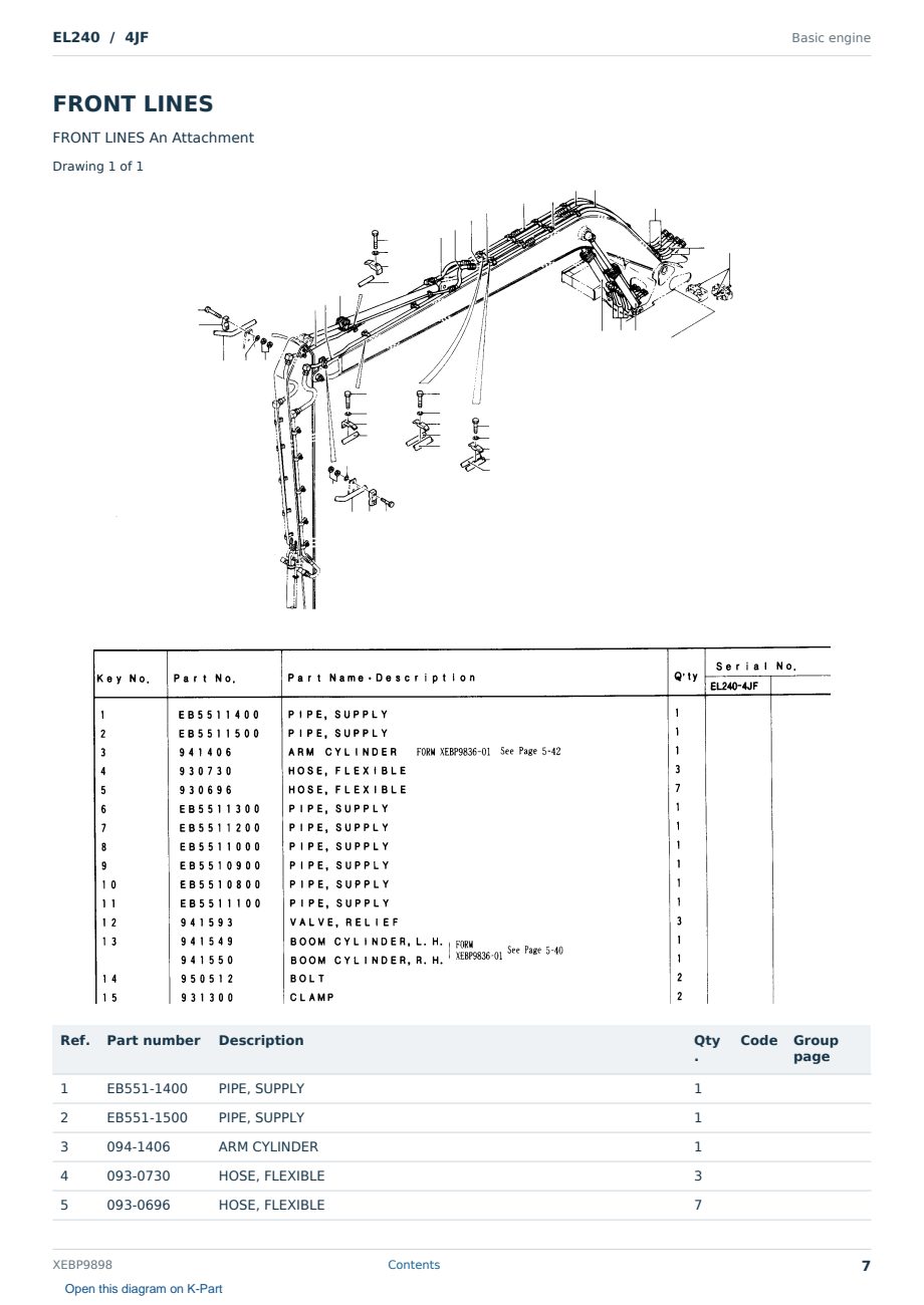 Caterpillar EL240 S/N 4JF Partsbook XEBP9898 (English) - sample page 7 of 10 Caterpillar EL240 S/N 4JF Partsbook XEBP9898 (English) - sample page 7 of 10