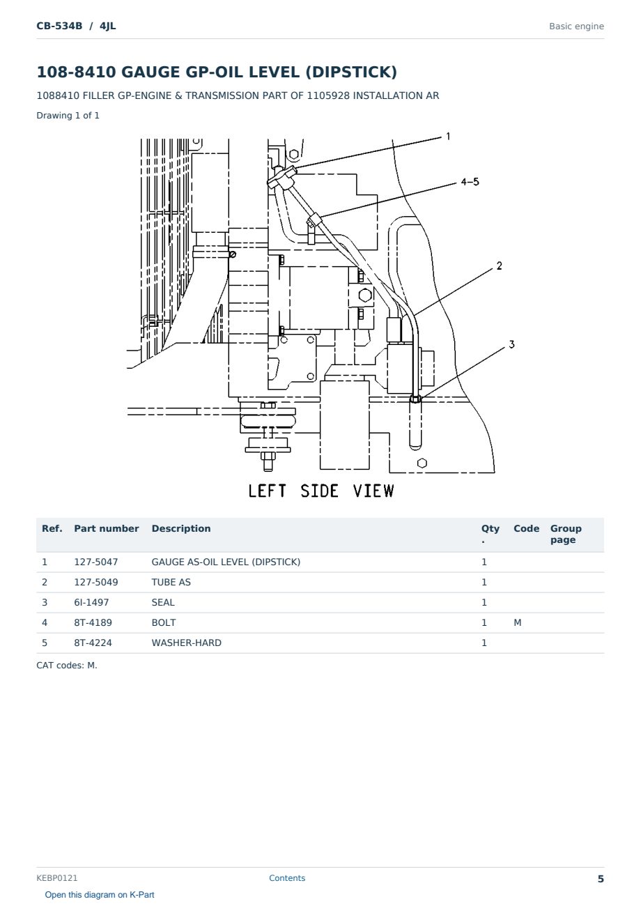 Caterpillar CB-534B S/N 4JL Partsbook KEBP0121 (English) - sample page 5 of 10 Caterpillar CB-534B S/N 4JL Partsbook KEBP0121 (English) - sample page 5 of 10