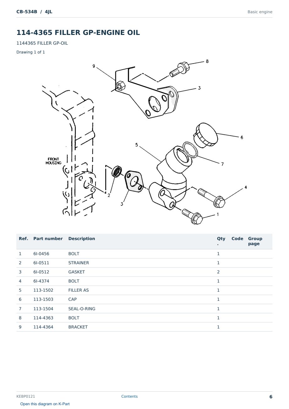 Caterpillar CB-534B S/N 4JL Partsbook KEBP0121 (English) - sample page 6 of 10 Caterpillar CB-534B S/N 4JL Partsbook KEBP0121 (English) - sample page 6 of 10