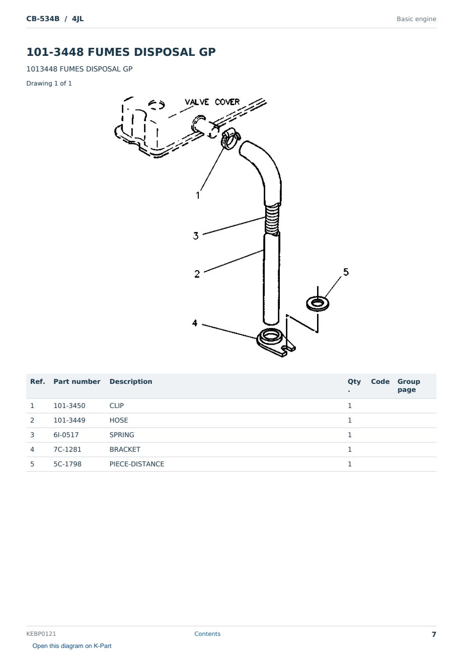 Caterpillar CB-534B S/N 4JL Partsbook KEBP0121 (English) - sample page 7 of 10 Caterpillar CB-534B S/N 4JL Partsbook KEBP0121 (English) - sample page 7 of 10