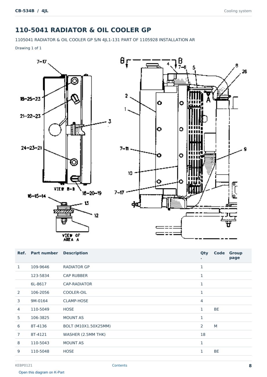 Caterpillar CB-534B S/N 4JL Partsbook KEBP0121 (English) - sample page 8 of 10 Caterpillar CB-534B S/N 4JL Partsbook KEBP0121 (English) - sample page 8 of 10