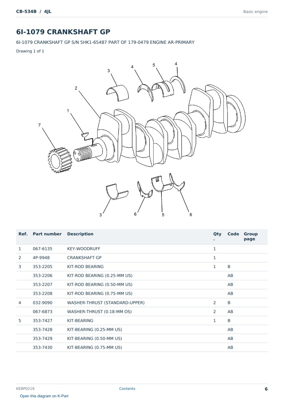 Caterpillar CB-534B S/N 4JL Partsbook KEBP0219 (English) - sample page 6 of 10 Caterpillar CB-534B S/N 4JL Partsbook KEBP0219 (English) - sample page 6 of 10