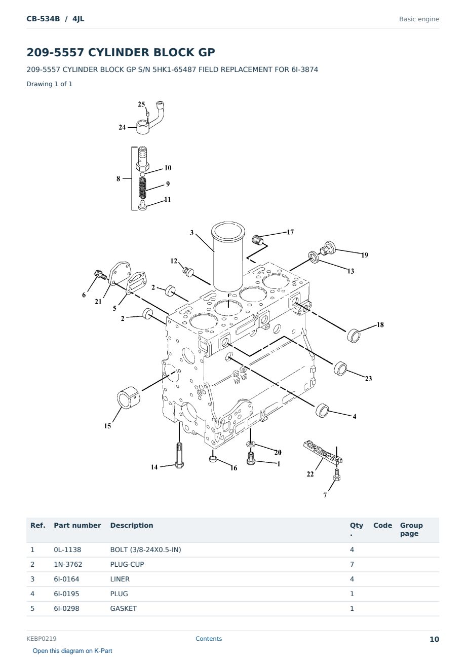 Caterpillar CB-534B S/N 4JL Partsbook KEBP0219 (English) - sample page 10 of 10 Caterpillar CB-534B S/N 4JL Partsbook KEBP0219 (English) - sample page 10 of 10