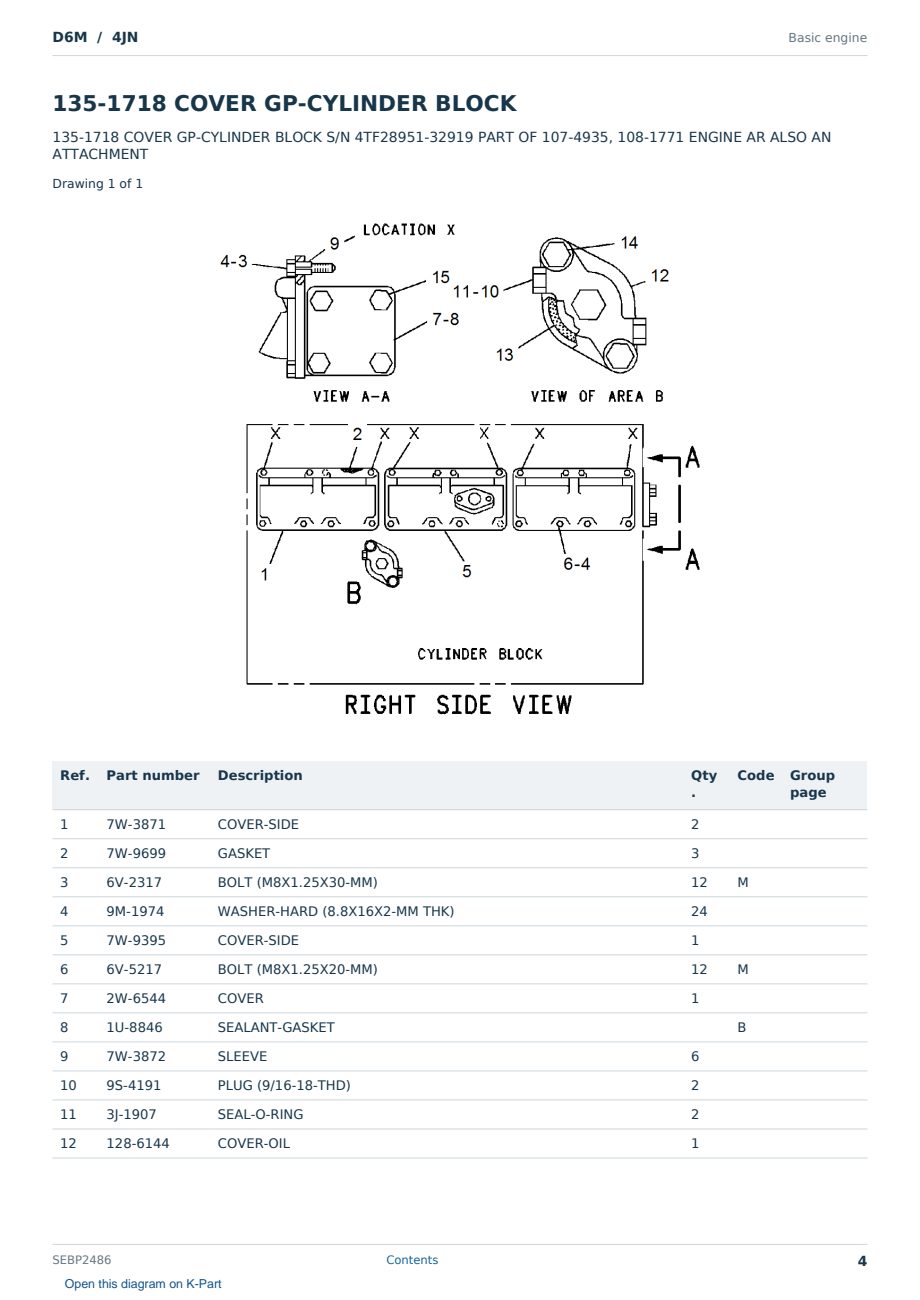 Caterpillar D6M S/N 4JN Partsbook SEBP2486 (English) - sample page 4 of 10 Caterpillar D6M S/N 4JN Partsbook SEBP2486 (English) - sample page 4 of 10