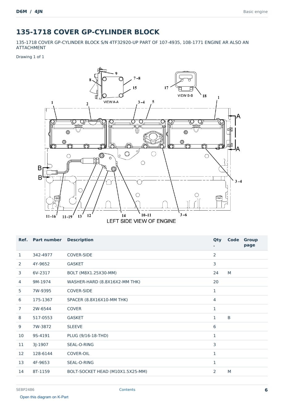 Caterpillar D6M S/N 4JN Partsbook SEBP2486 (English) - sample page 6 of 10 Caterpillar D6M S/N 4JN Partsbook SEBP2486 (English) - sample page 6 of 10