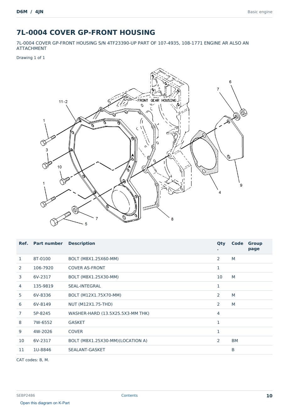 Caterpillar D6M S/N 4JN Partsbook SEBP2486 (English) - sample page 10 of 10 Caterpillar D6M S/N 4JN Partsbook SEBP2486 (English) - sample page 10 of 10