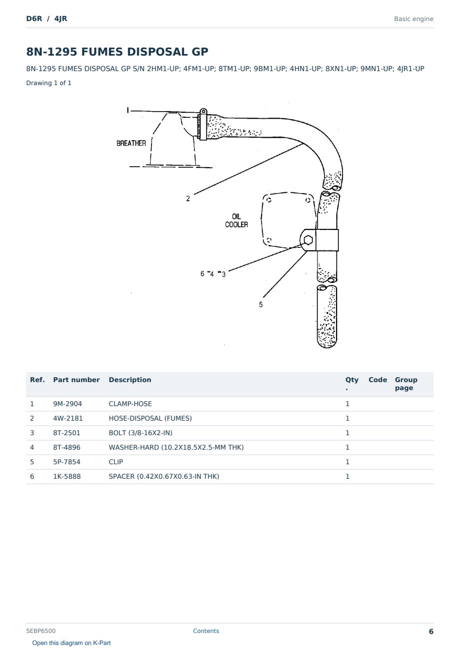Caterpillar D6R S/N 4JR Partsbook SEBP6500 (English) - sample page 6 of 10 Caterpillar D6R S/N 4JR Partsbook SEBP6500 (English) - sample page 6 of 10