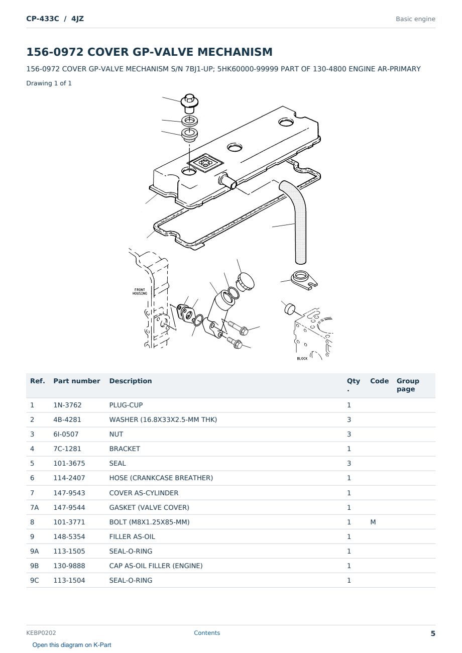 Caterpillar CP-433C S/N 4JZ Partsbook KEBP0202 (English) - sample page 5 of 10 Caterpillar CP-433C S/N 4JZ Partsbook KEBP0202 (English) - sample page 5 of 10