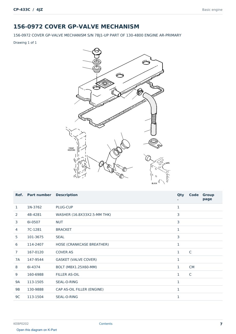 Caterpillar CP-433C S/N 4JZ Partsbook KEBP0202 (English) - sample page 7 of 10 Caterpillar CP-433C S/N 4JZ Partsbook KEBP0202 (English) - sample page 7 of 10