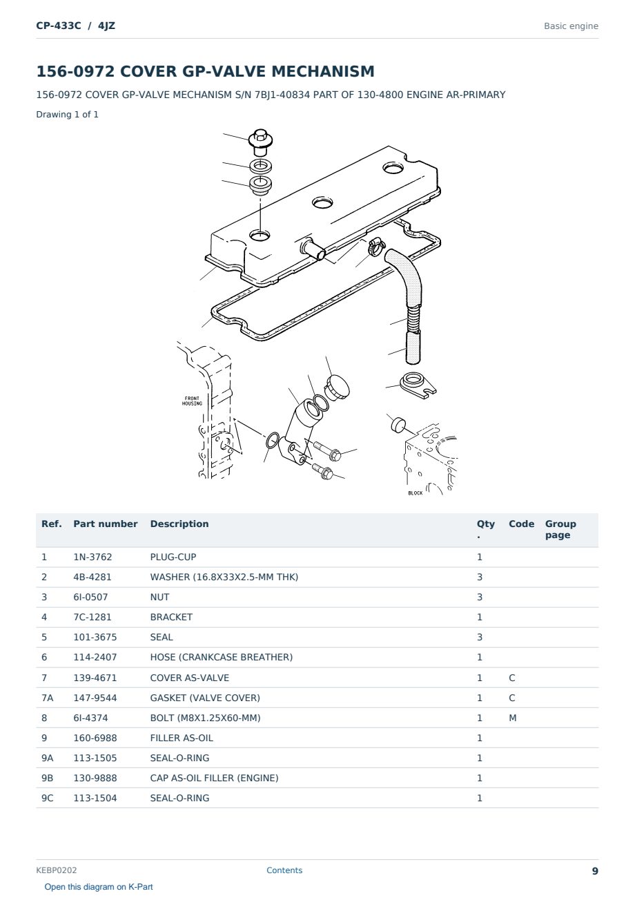 Caterpillar CP-433C S/N 4JZ Partsbook KEBP0202 (English) - sample page 9 of 10 Caterpillar CP-433C S/N 4JZ Partsbook KEBP0202 (English) - sample page 9 of 10