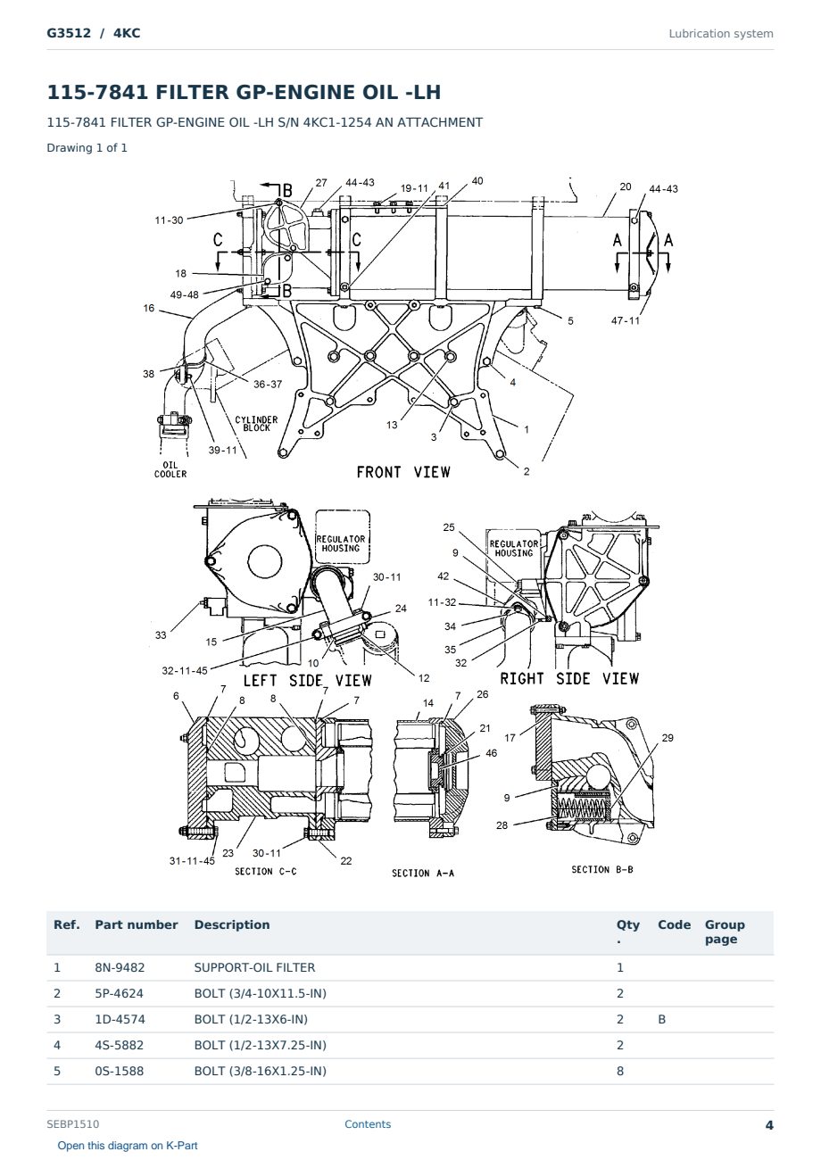 Caterpillar G3512 S/N 4KC Partsbook SEBP1510 (English) - sample page 4 of 10 Caterpillar G3512 S/N 4KC Partsbook SEBP1510 (English) - sample page 4 of 10