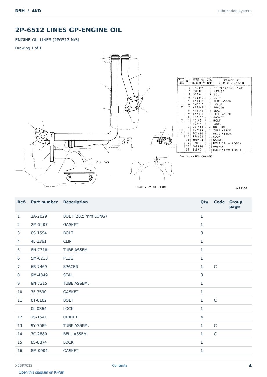 Caterpillar D5H S/N 4KD Partsbook XEBP7012 (English) - sample page 4 of 10 Caterpillar D5H S/N 4KD Partsbook XEBP7012 (English) - sample page 4 of 10