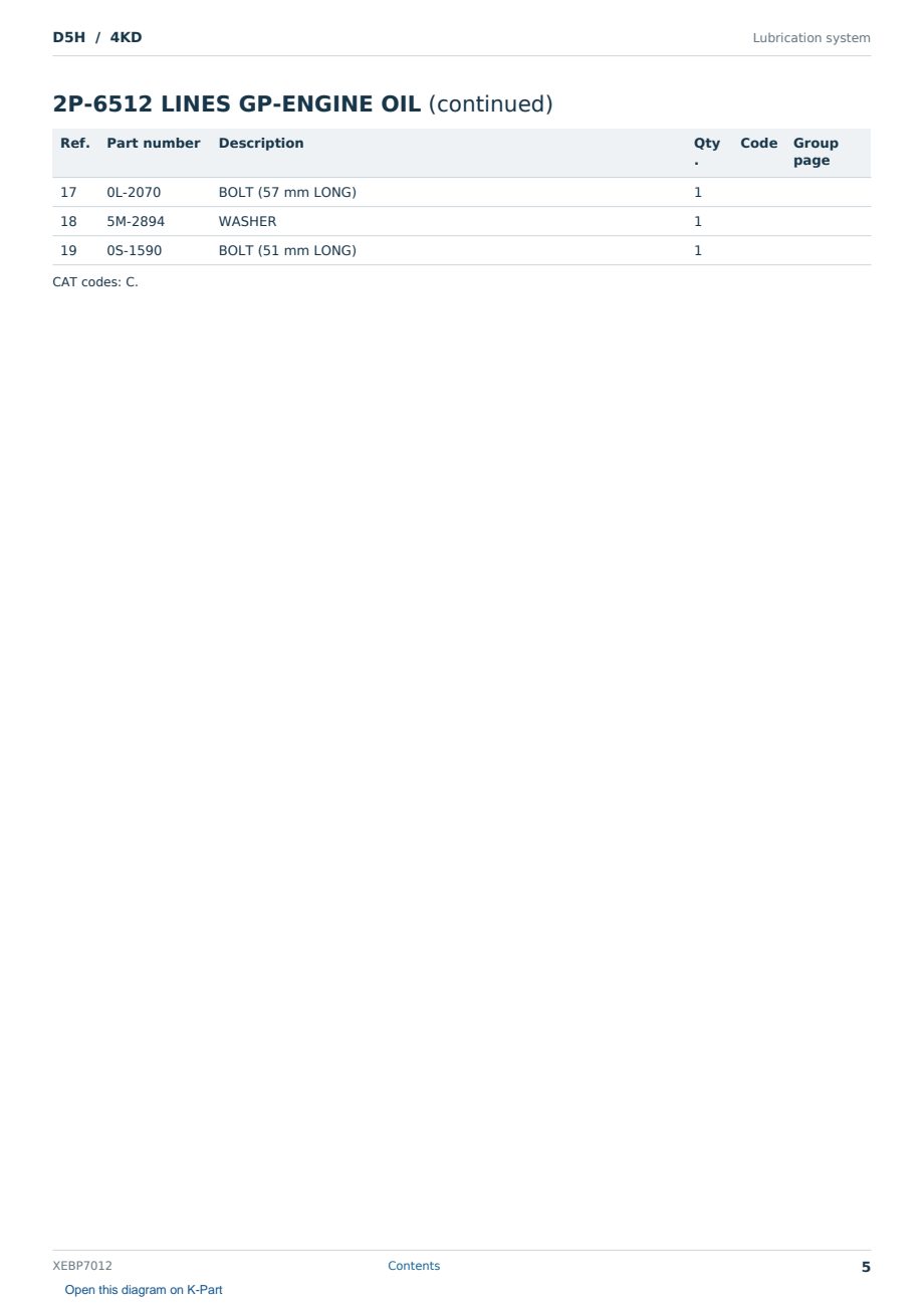 Caterpillar D5H S/N 4KD Partsbook XEBP7012 (English) - sample page 5 of 10 Caterpillar D5H S/N 4KD Partsbook XEBP7012 (English) - sample page 5 of 10