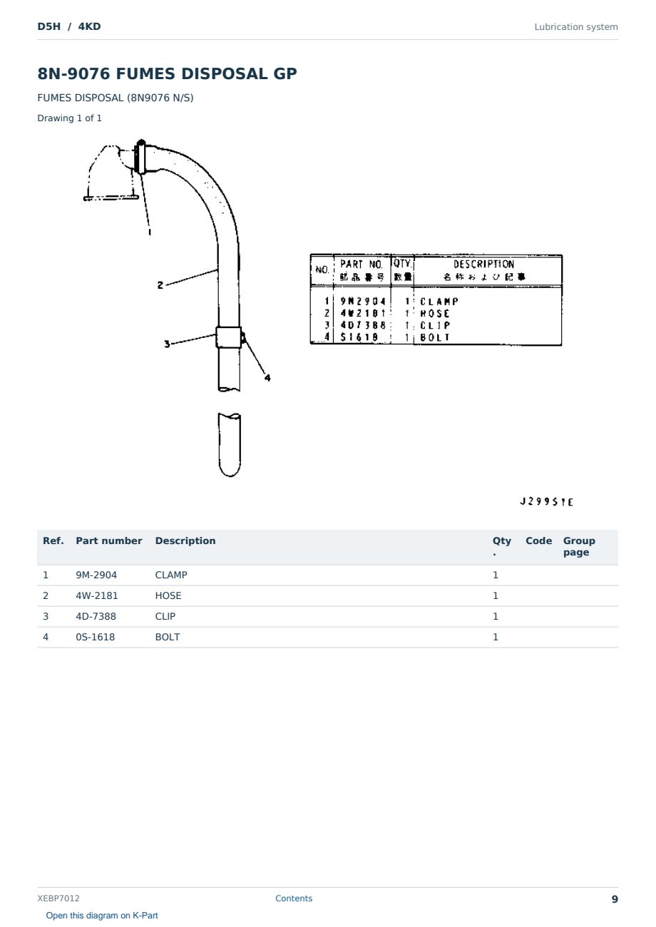 Caterpillar D5H S/N 4KD Partsbook XEBP7012 (English) - sample page 9 of 10 Caterpillar D5H S/N 4KD Partsbook XEBP7012 (English) - sample page 9 of 10