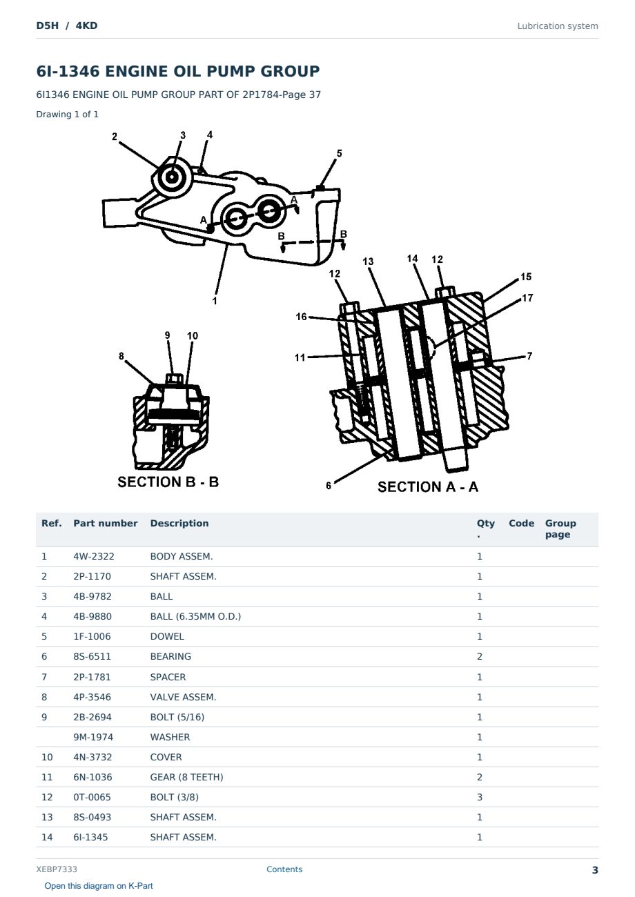 Caterpillar D5H S/N 4KD Partsbook XEBP7333 (English) - sample page 3 of 10 Caterpillar D5H S/N 4KD Partsbook XEBP7333 (English) - sample page 3 of 10