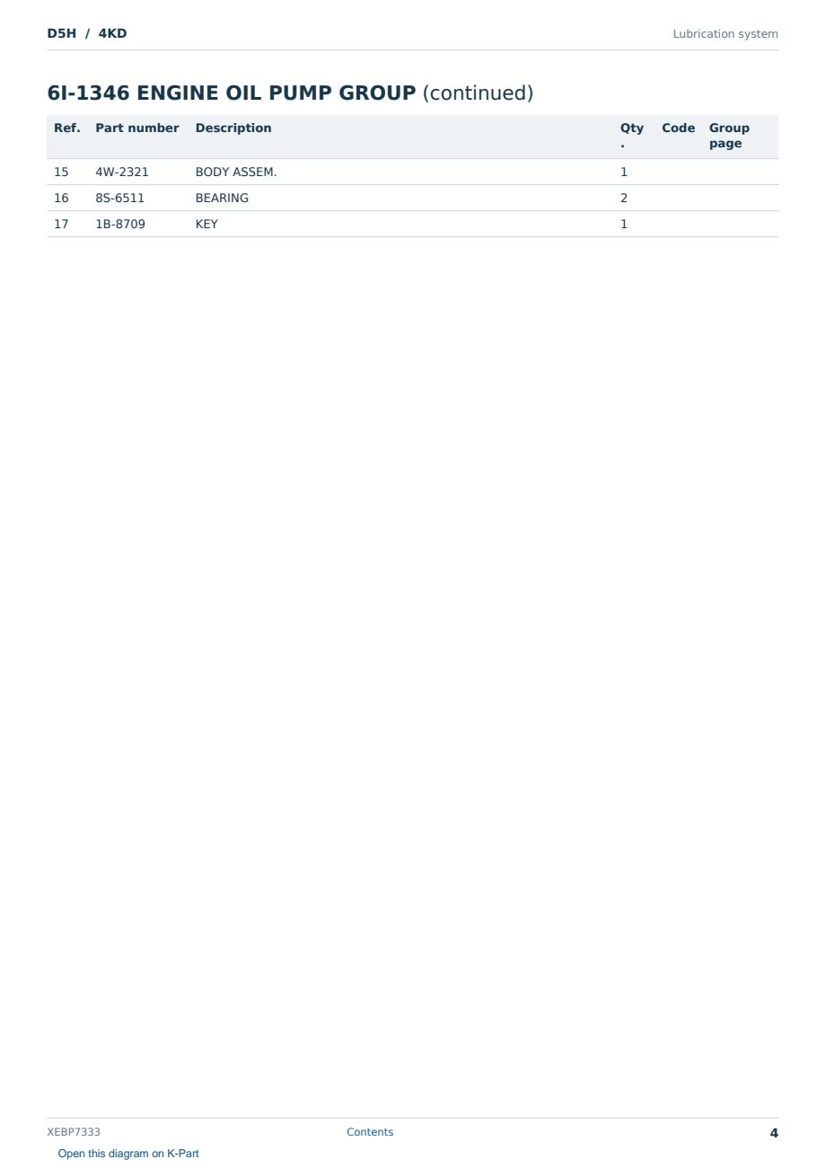 Caterpillar D5H S/N 4KD Partsbook XEBP7333 (English) - sample page 4 of 10 Caterpillar D5H S/N 4KD Partsbook XEBP7333 (English) - sample page 4 of 10