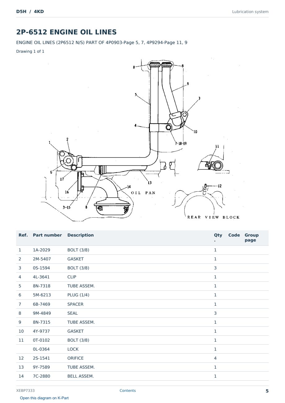 Caterpillar D5H S/N 4KD Partsbook XEBP7333 (English) - sample page 5 of 10 Caterpillar D5H S/N 4KD Partsbook XEBP7333 (English) - sample page 5 of 10