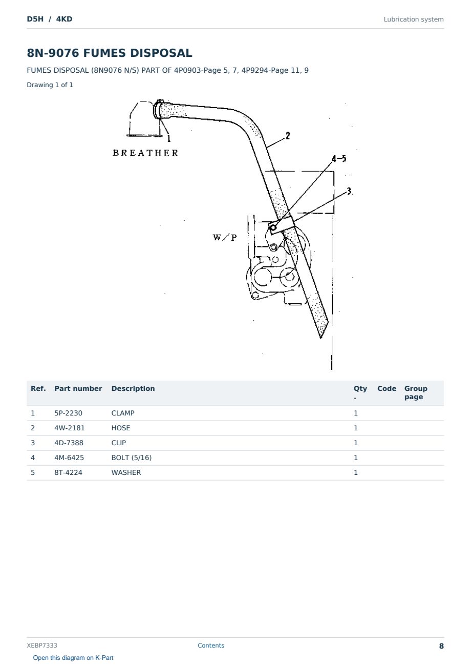 Caterpillar D5H S/N 4KD Partsbook XEBP7333 (English) - sample page 8 of 10 Caterpillar D5H S/N 4KD Partsbook XEBP7333 (English) - sample page 8 of 10