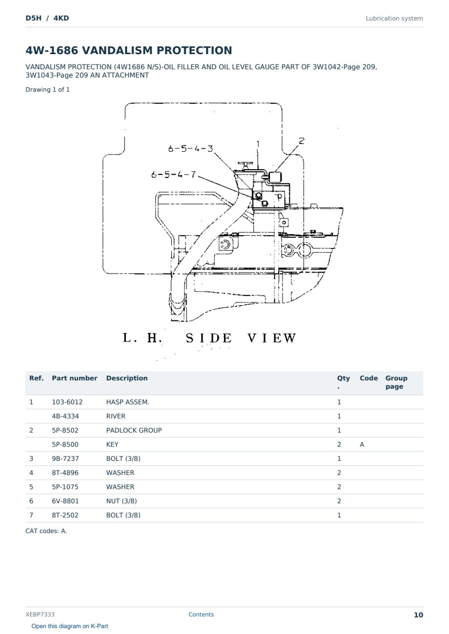 Caterpillar D5H S/N 4KD Partsbook XEBP7333 (English) - sample page 10 of 10 Caterpillar D5H S/N 4KD Partsbook XEBP7333 (English) - sample page 10 of 10