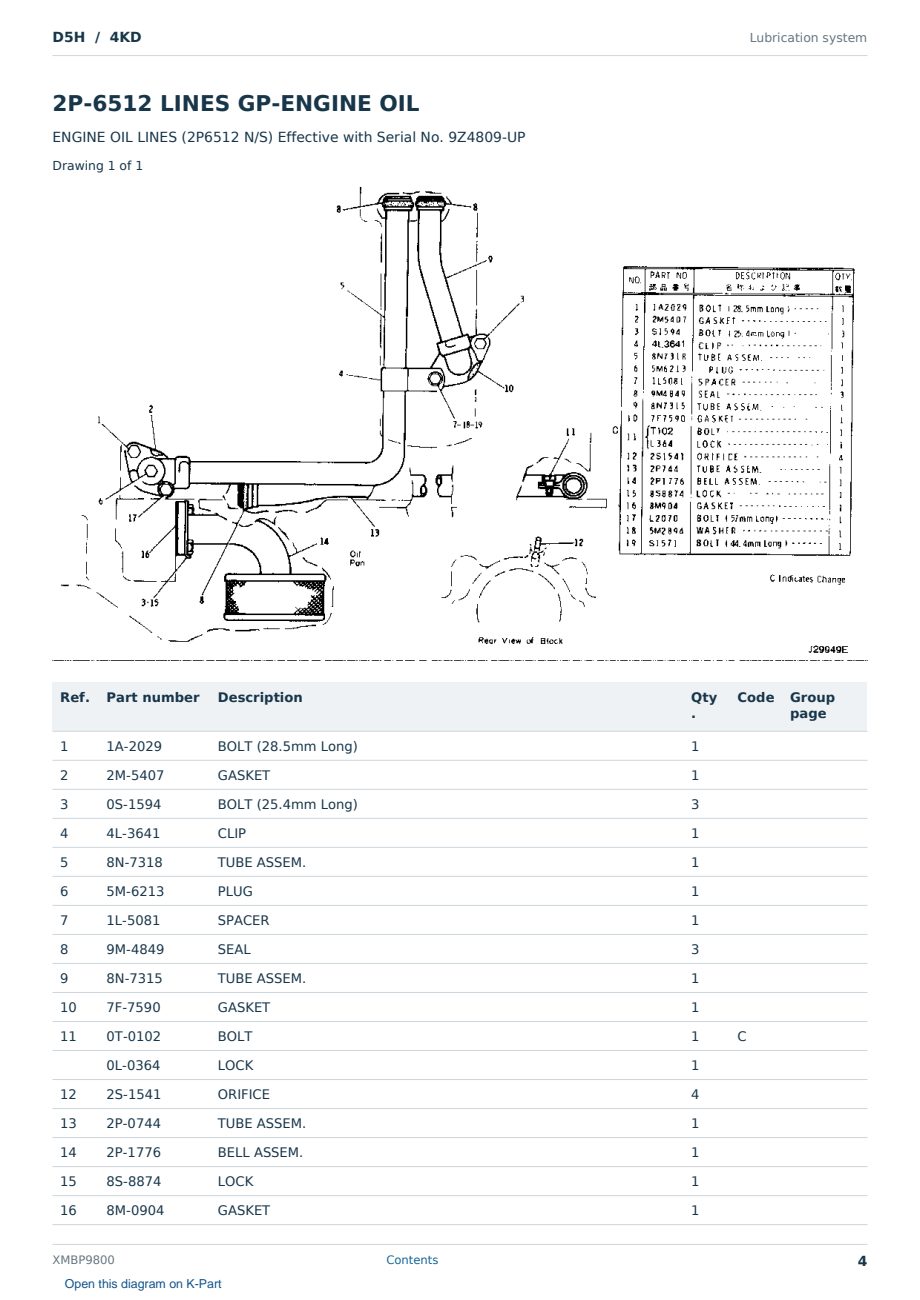 Caterpillar D5H S/N 4KD Partsbook XMBP9800 (English) - sample page 4 of 10 Caterpillar D5H S/N 4KD Partsbook XMBP9800 (English) - sample page 4 of 10