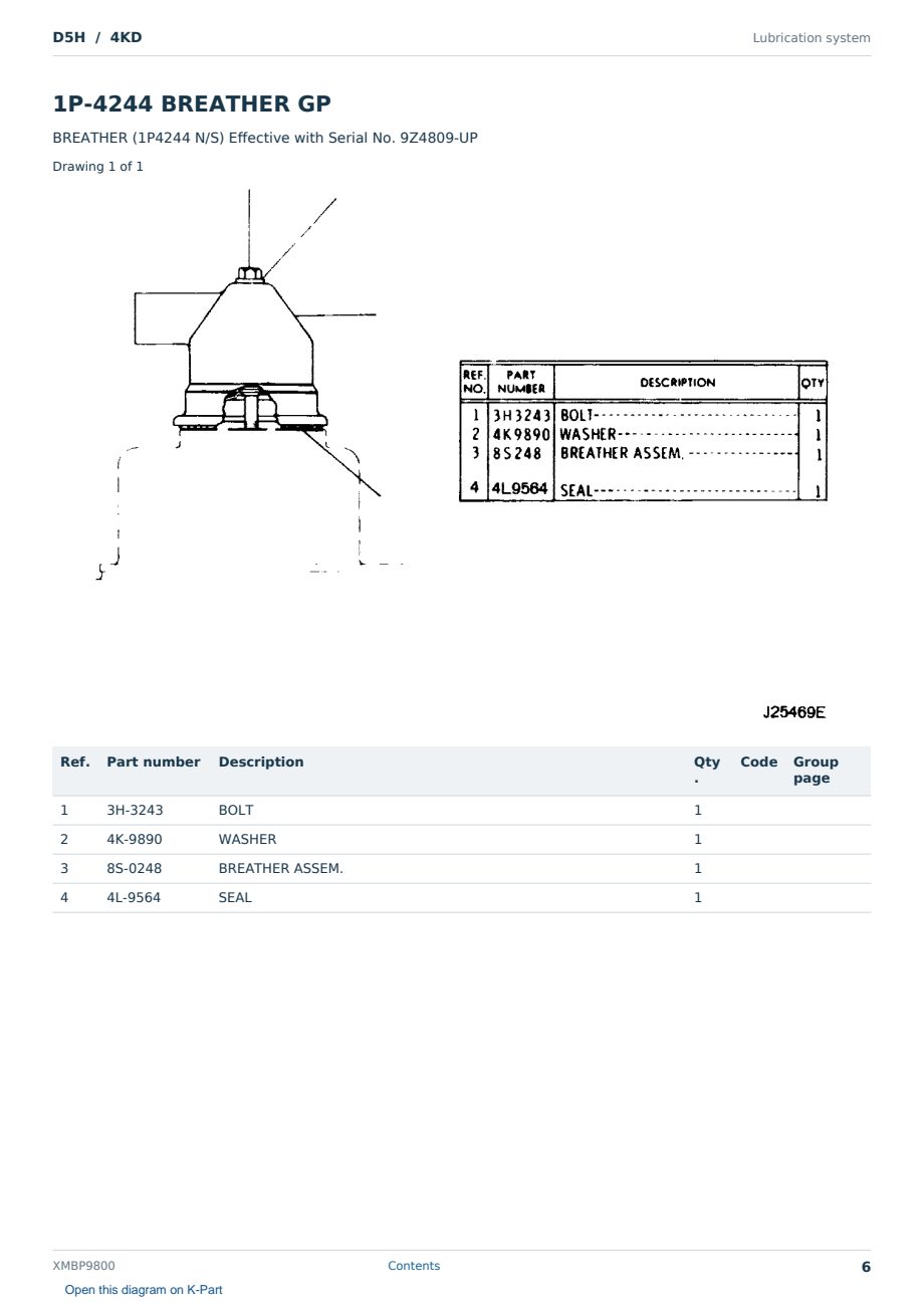 Caterpillar D5H S/N 4KD Partsbook XMBP9800 (English) - sample page 6 of 10 Caterpillar D5H S/N 4KD Partsbook XMBP9800 (English) - sample page 6 of 10