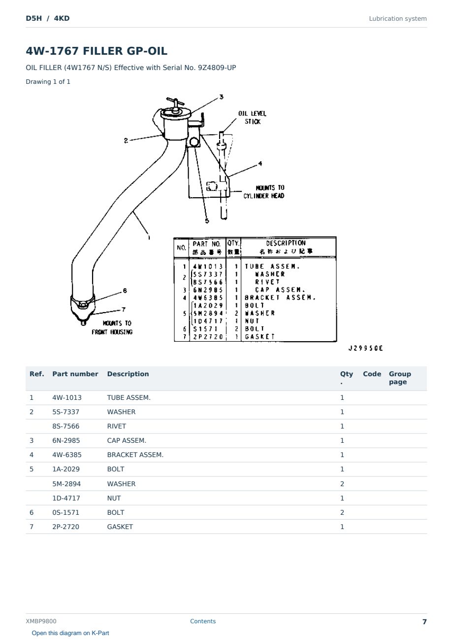 Caterpillar D5H S/N 4KD Partsbook XMBP9800 (English) - sample page 7 of 10 Caterpillar D5H S/N 4KD Partsbook XMBP9800 (English) - sample page 7 of 10