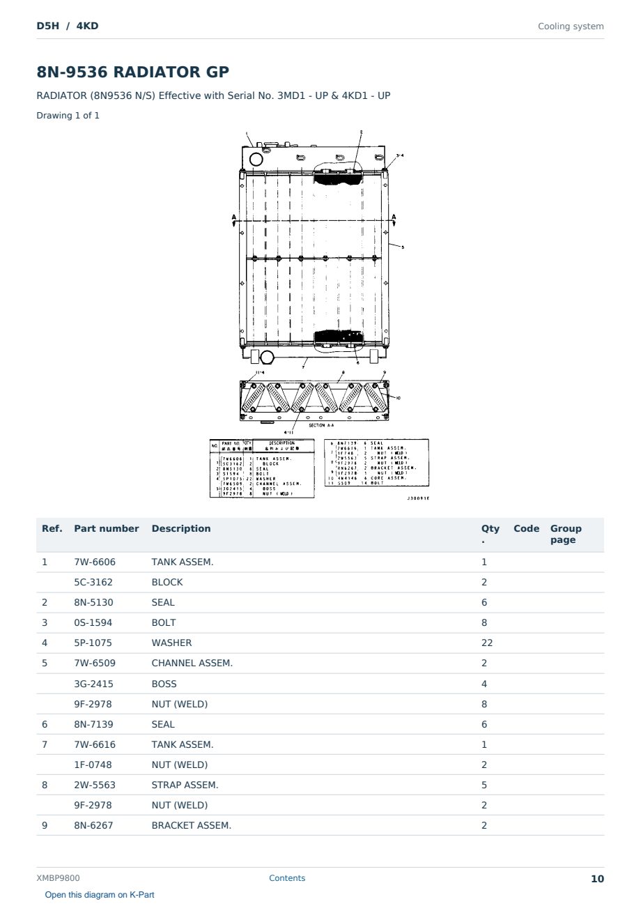 Caterpillar D5H S/N 4KD Partsbook XMBP9800 (English) - sample page 10 of 10 Caterpillar D5H S/N 4KD Partsbook XMBP9800 (English) - sample page 10 of 10