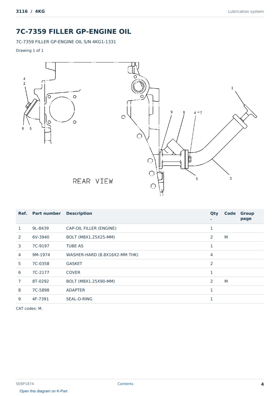 Caterpillar 3116 S/N 4KG Partsbook SEBP1874 (English) - sample page 4 of 10 Caterpillar 3116 S/N 4KG Partsbook SEBP1874 (English) - sample page 4 of 10