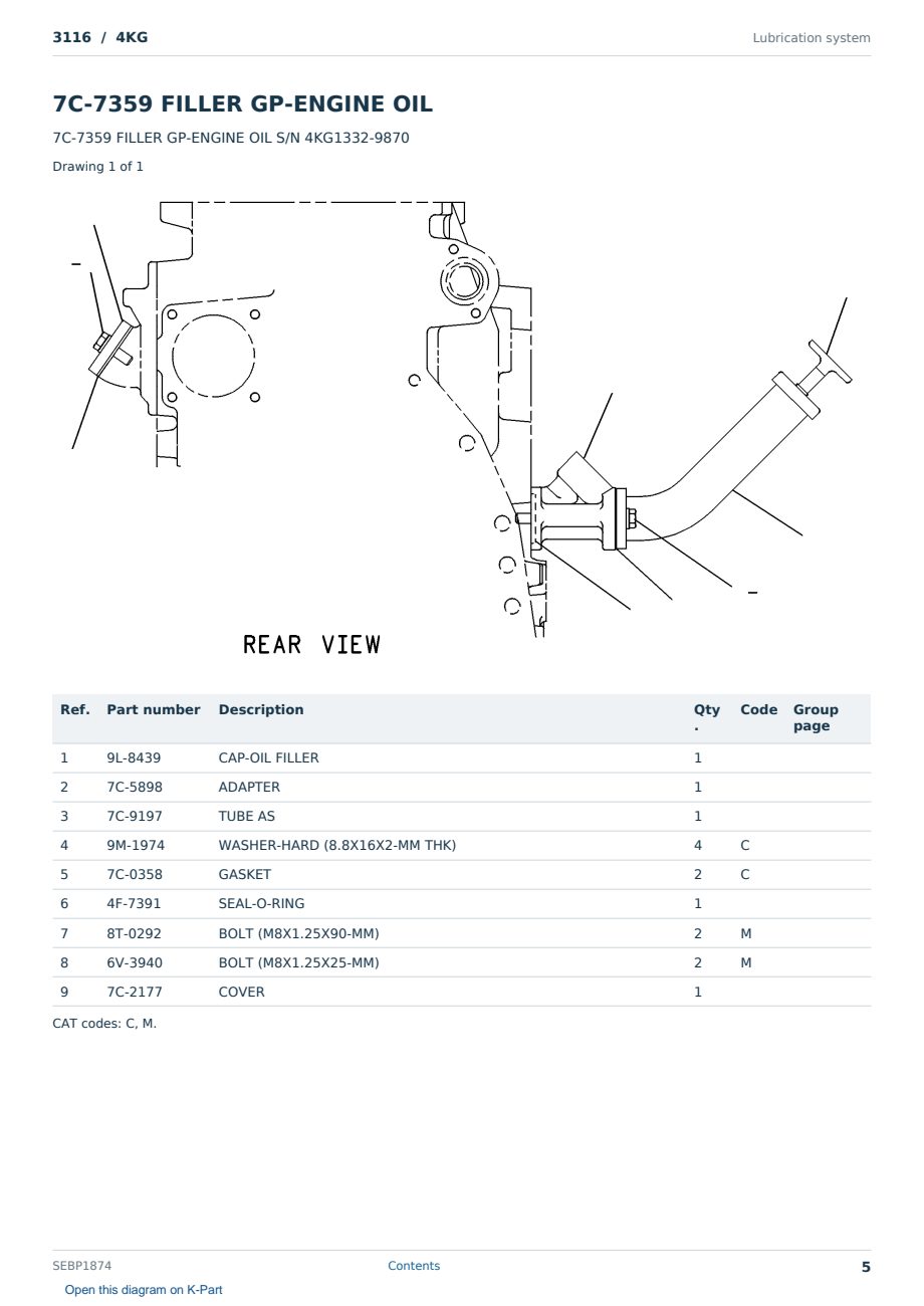 Caterpillar 3116 S/N 4KG Partsbook SEBP1874 (English) - sample page 5 of 10 Caterpillar 3116 S/N 4KG Partsbook SEBP1874 (English) - sample page 5 of 10
