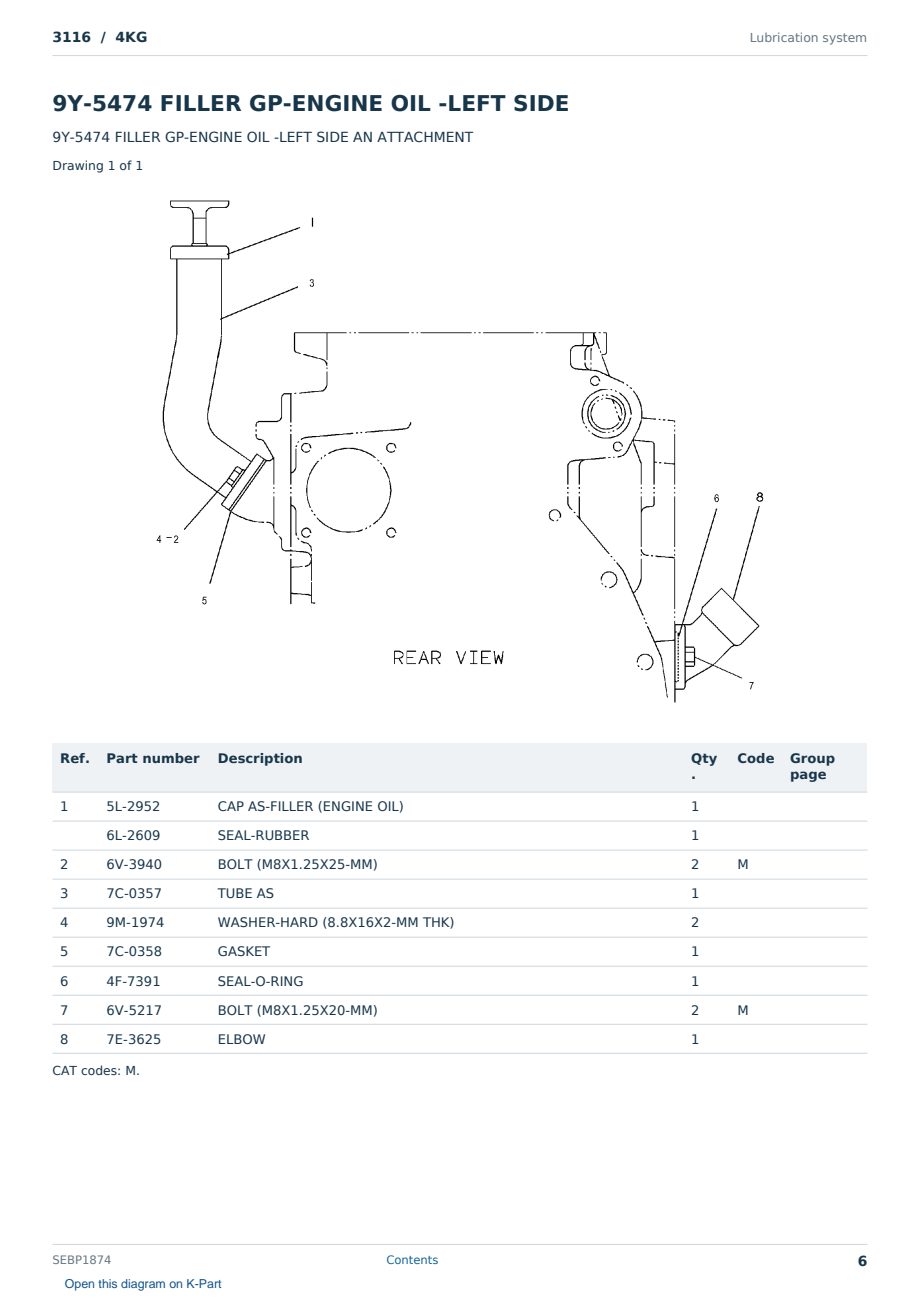 Caterpillar 3116 S/N 4KG Partsbook SEBP1874 (English) - sample page 6 of 10 Caterpillar 3116 S/N 4KG Partsbook SEBP1874 (English) - sample page 6 of 10