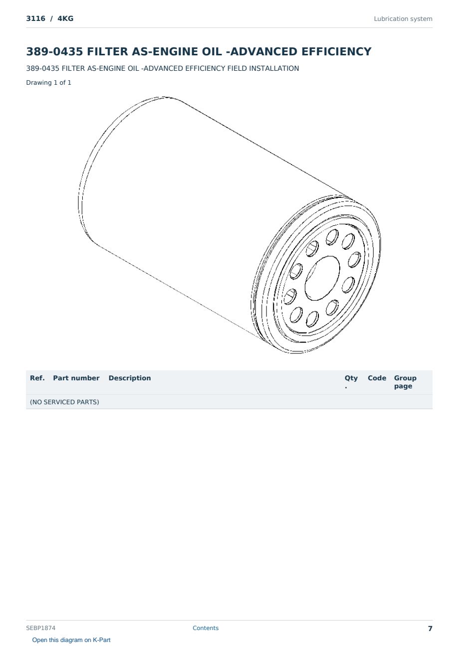 Caterpillar 3116 S/N 4KG Partsbook SEBP1874 (English) - sample page 7 of 10 Caterpillar 3116 S/N 4KG Partsbook SEBP1874 (English) - sample page 7 of 10