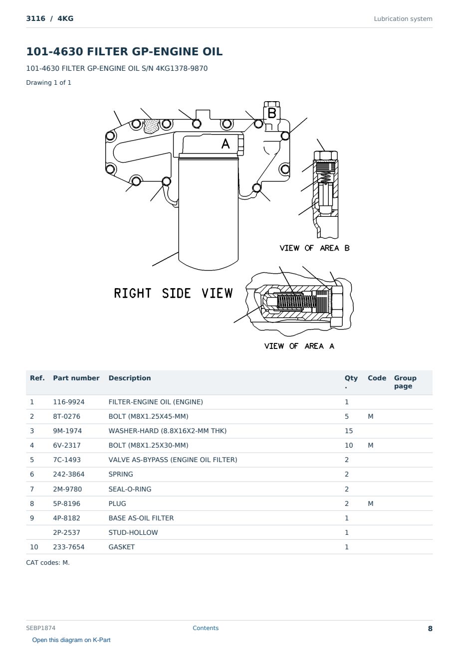 Caterpillar 3116 S/N 4KG Partsbook SEBP1874 (English) - sample page 8 of 10 Caterpillar 3116 S/N 4KG Partsbook SEBP1874 (English) - sample page 8 of 10