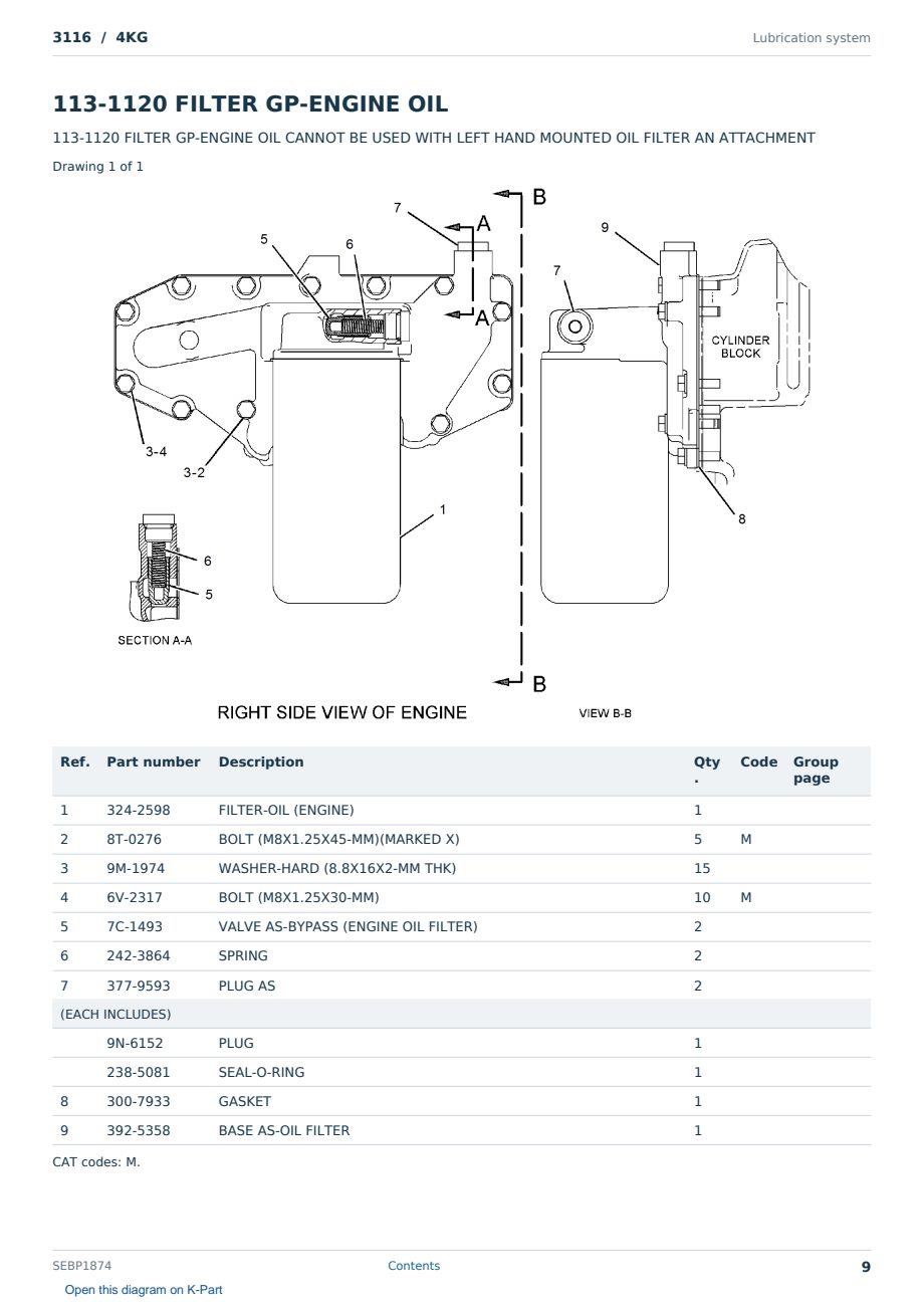 Caterpillar 3116 S/N 4KG Partsbook SEBP1874 (English) - sample page 9 of 10 Caterpillar 3116 S/N 4KG Partsbook SEBP1874 (English) - sample page 9 of 10