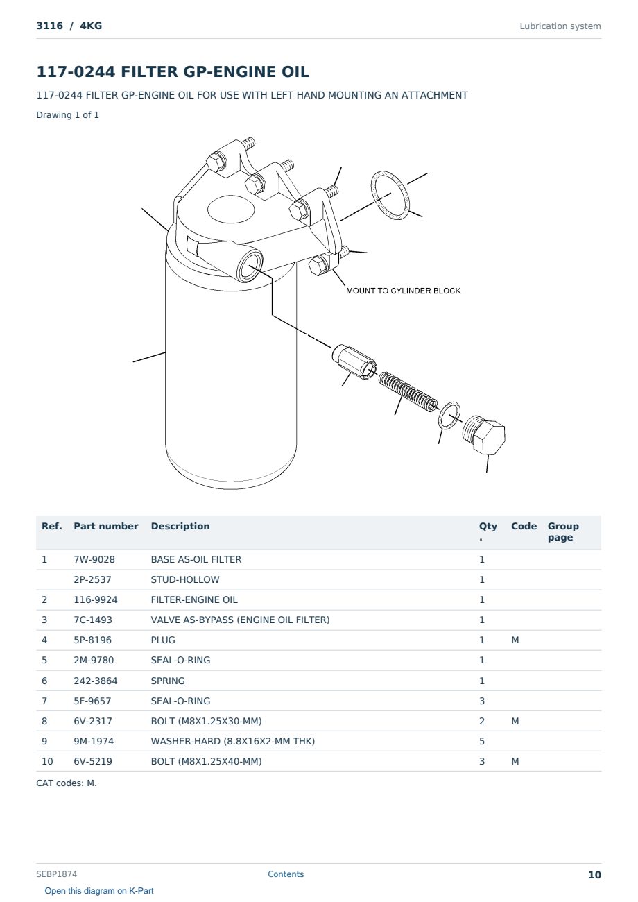Caterpillar 3116 S/N 4KG Partsbook SEBP1874 (English) - sample page 10 of 10 Caterpillar 3116 S/N 4KG Partsbook SEBP1874 (English) - sample page 10 of 10