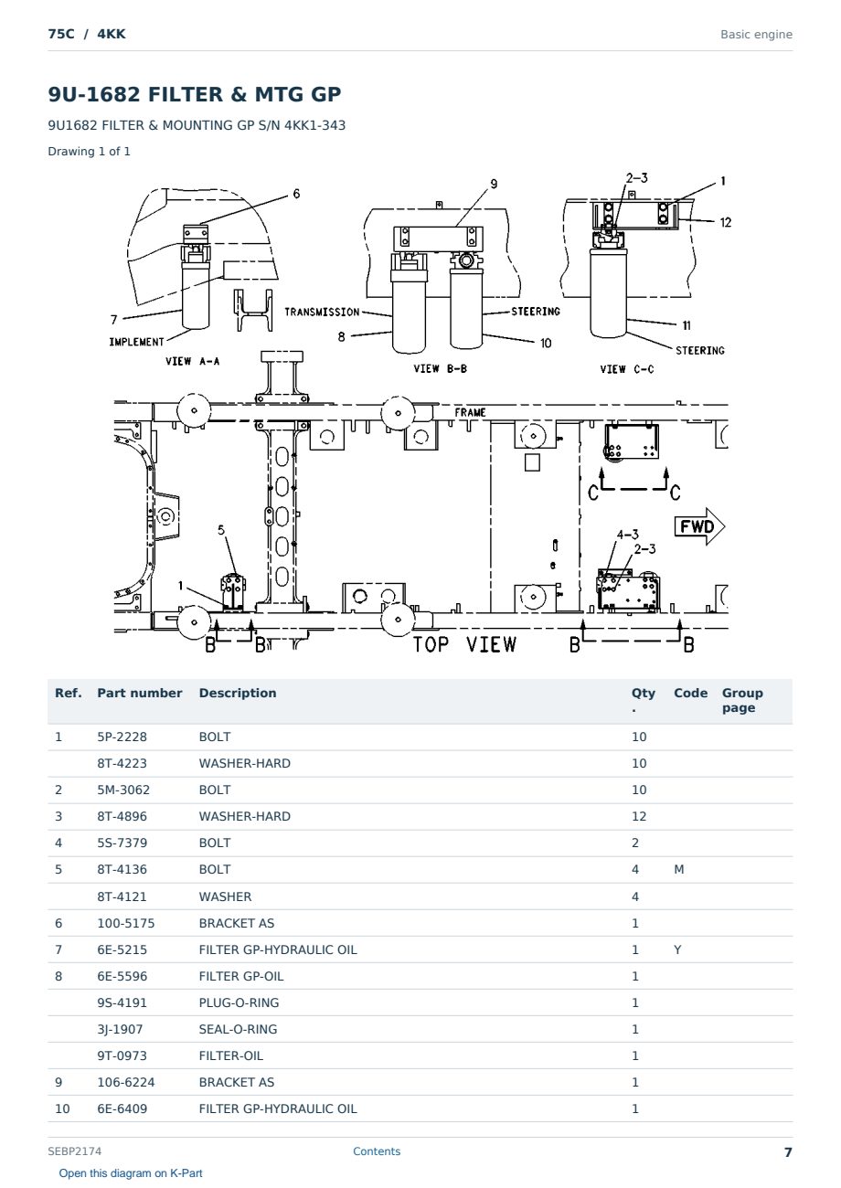 Caterpillar 75C S/N 4KK Partsbook SEBP2174 (English) - sample page 7 of 10 Caterpillar 75C S/N 4KK Partsbook SEBP2174 (English) - sample page 7 of 10