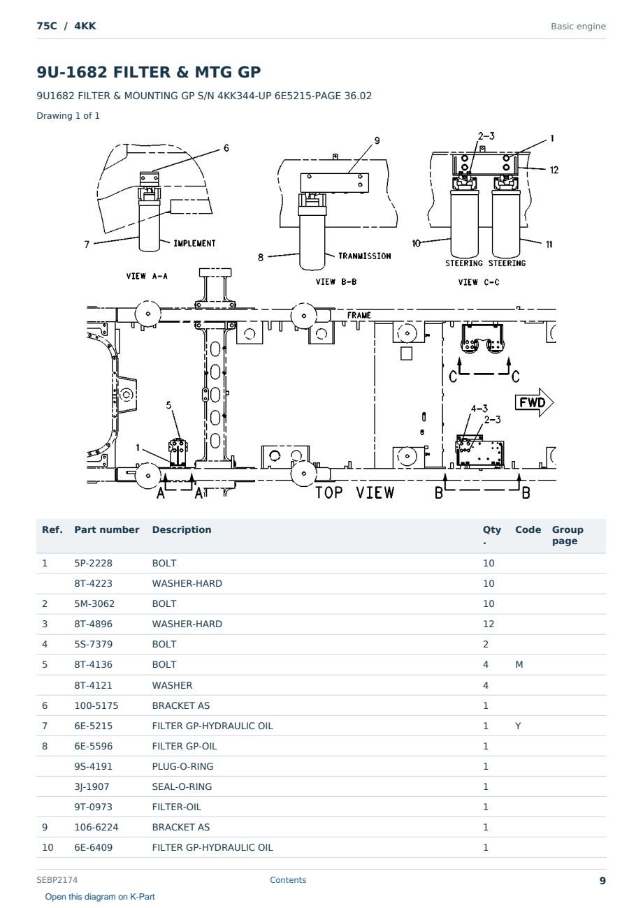 Caterpillar 75C S/N 4KK Partsbook SEBP2174 (English) - sample page 9 of 10 Caterpillar 75C S/N 4KK Partsbook SEBP2174 (English) - sample page 9 of 10