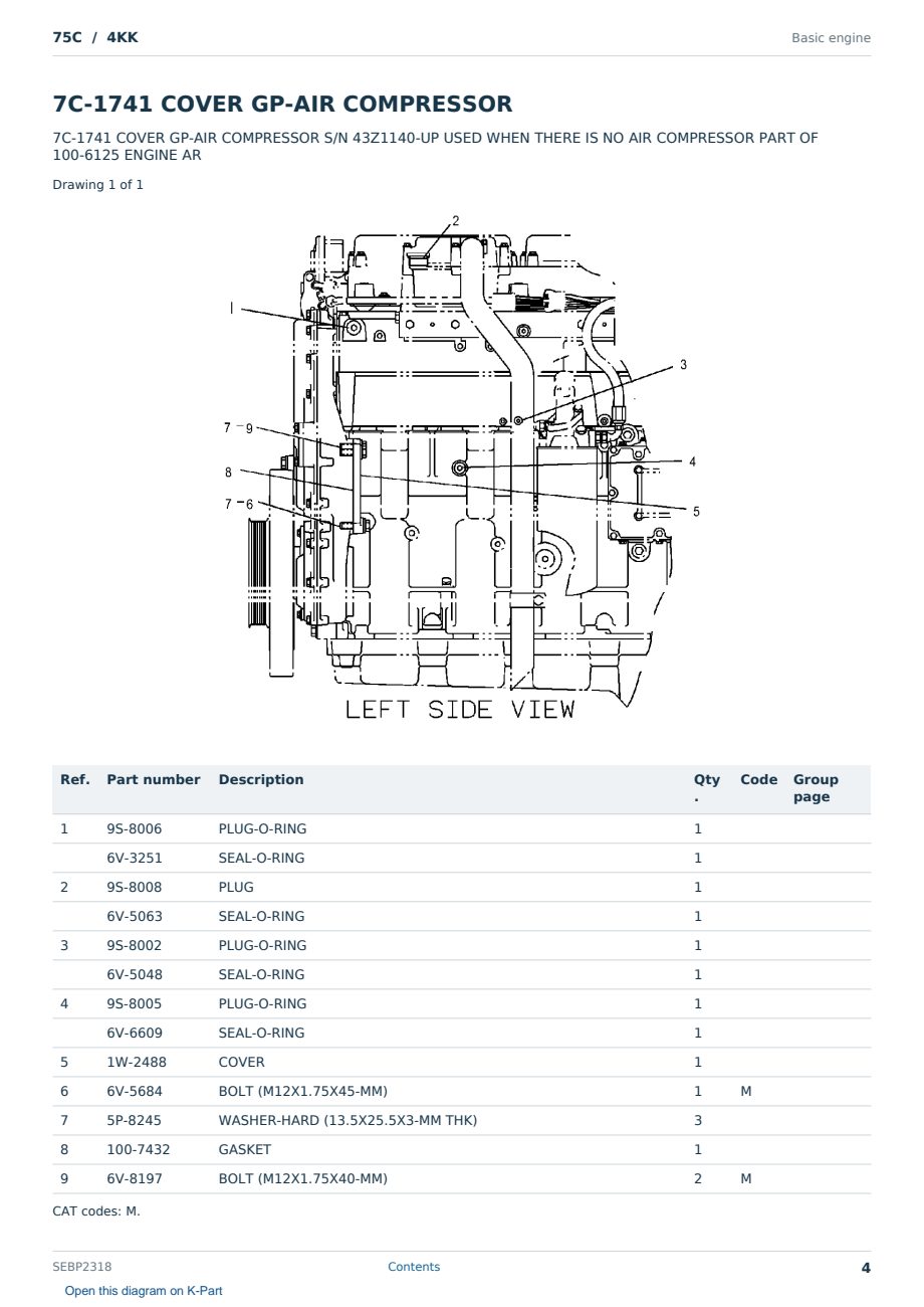 Caterpillar 75C S/N 4KK Partsbook SEBP2318 (English) - sample page 4 of 10 Caterpillar 75C S/N 4KK Partsbook SEBP2318 (English) - sample page 4 of 10