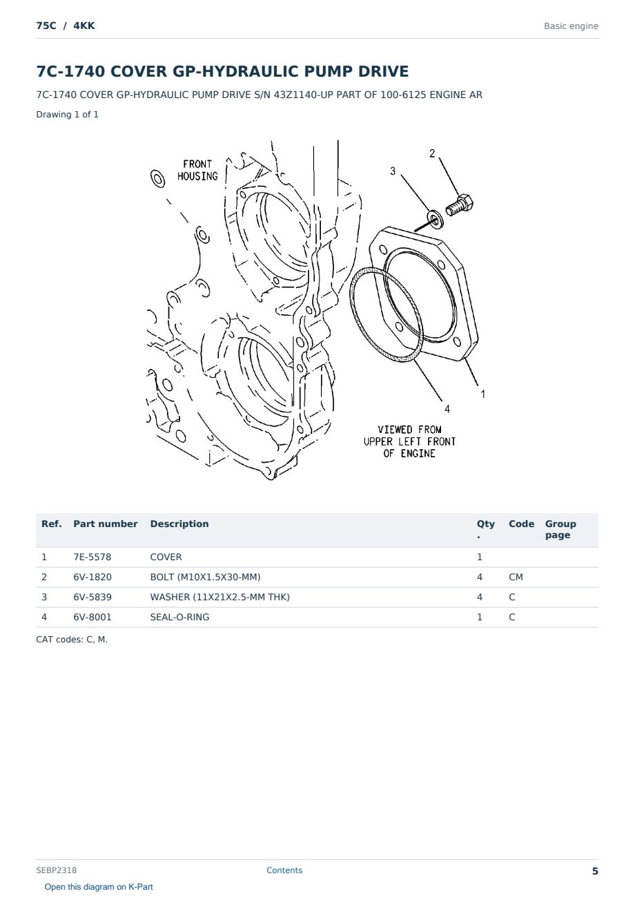 Caterpillar 75C S/N 4KK Partsbook SEBP2318 (English) - sample page 5 of 10 Caterpillar 75C S/N 4KK Partsbook SEBP2318 (English) - sample page 5 of 10