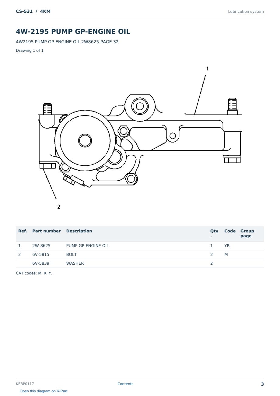 Caterpillar CS-531 S/N 4KM Partsbook KEBP0117 (English) - sample page 3 of 10 Caterpillar CS-531 S/N 4KM Partsbook KEBP0117 (English) - sample page 3 of 10