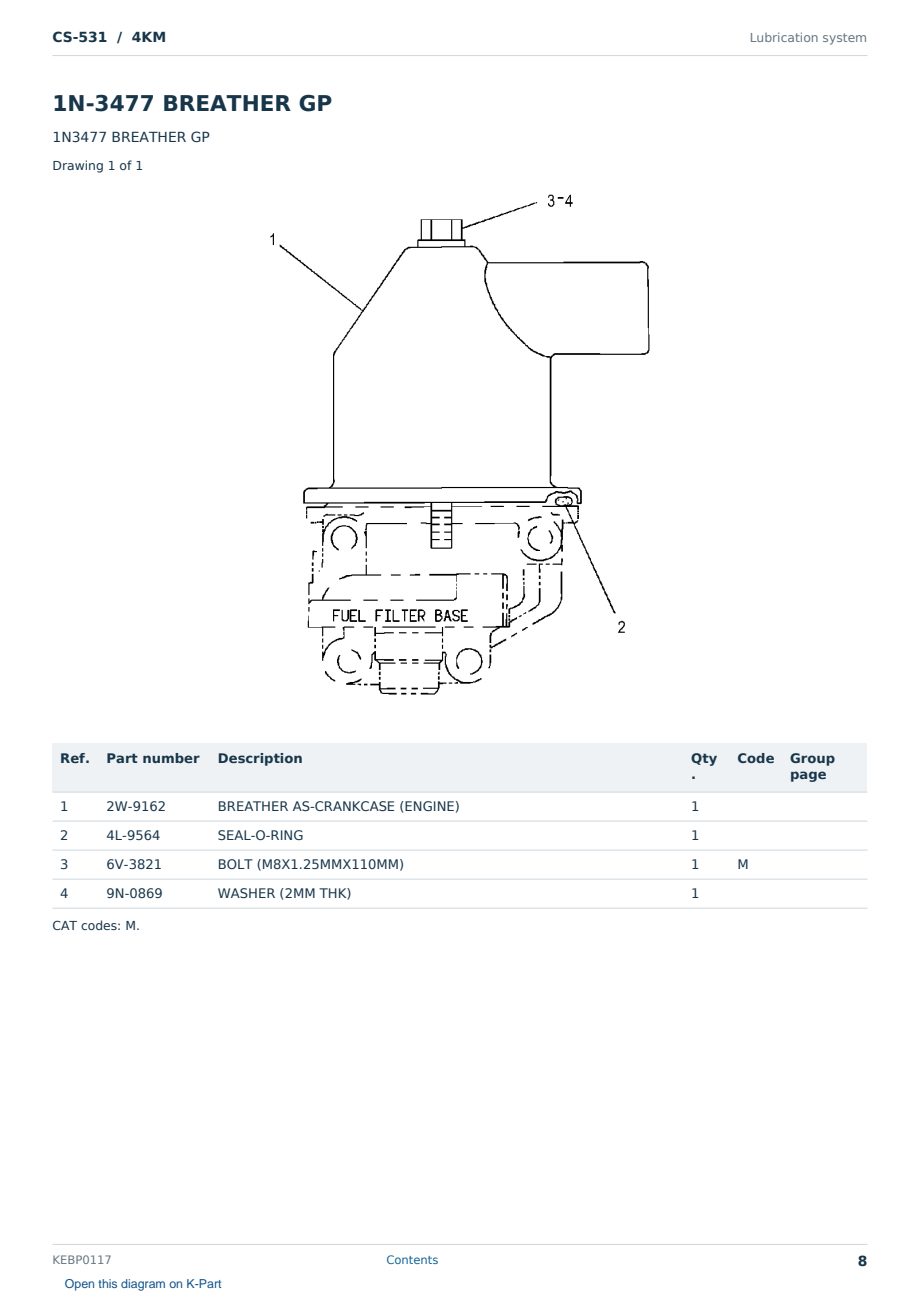 Caterpillar CS-531 S/N 4KM Partsbook KEBP0117 (English) - sample page 8 of 10 Caterpillar CS-531 S/N 4KM Partsbook KEBP0117 (English) - sample page 8 of 10