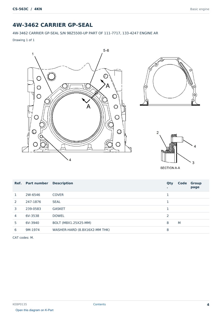 Caterpillar CS-563C S/N 4KN Partsbook KEBP0135 (English) - sample page 4 of 10 Caterpillar CS-563C S/N 4KN Partsbook KEBP0135 (English) - sample page 4 of 10