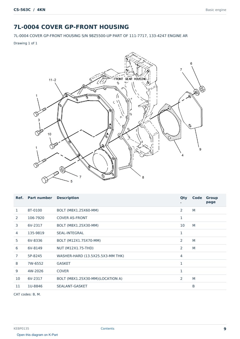 Caterpillar CS-563C S/N 4KN Partsbook KEBP0135 (English) - sample page 9 of 10 Caterpillar CS-563C S/N 4KN Partsbook KEBP0135 (English) - sample page 9 of 10