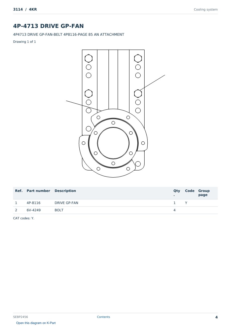 Caterpillar 3114 S/N 4KR Partsbook SEBP2456 (English) - sample page 4 of 10 Caterpillar 3114 S/N 4KR Partsbook SEBP2456 (English) - sample page 4 of 10
