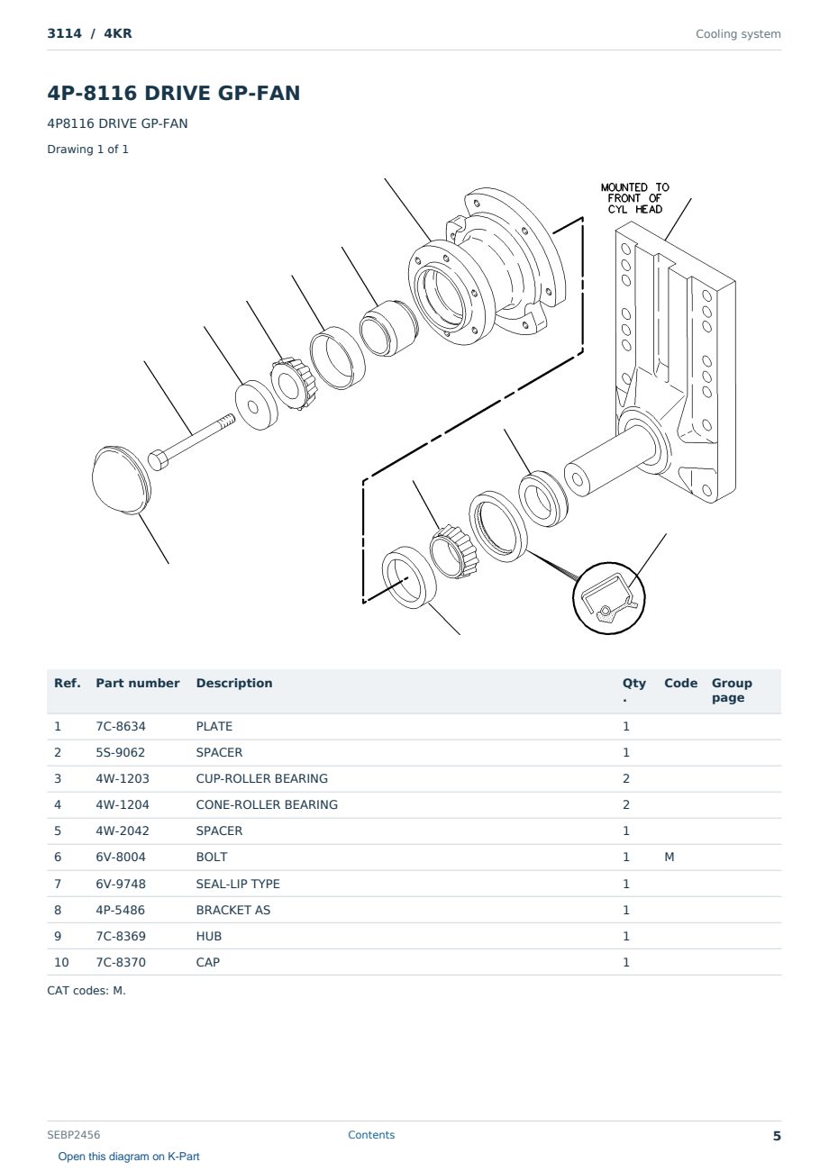 Caterpillar 3114 S/N 4KR Partsbook SEBP2456 (English) - sample page 5 of 10 Caterpillar 3114 S/N 4KR Partsbook SEBP2456 (English) - sample page 5 of 10