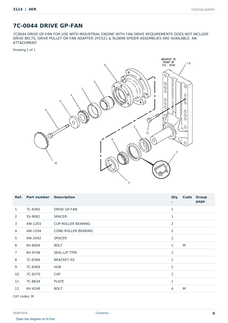 Caterpillar 3114 S/N 4KR Partsbook SEBP2456 (English) - sample page 6 of 10 Caterpillar 3114 S/N 4KR Partsbook SEBP2456 (English) - sample page 6 of 10