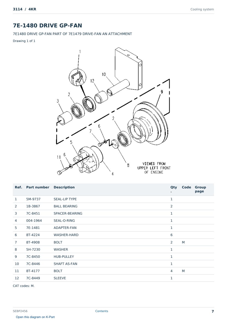 Caterpillar 3114 S/N 4KR Partsbook SEBP2456 (English) - sample page 7 of 10 Caterpillar 3114 S/N 4KR Partsbook SEBP2456 (English) - sample page 7 of 10