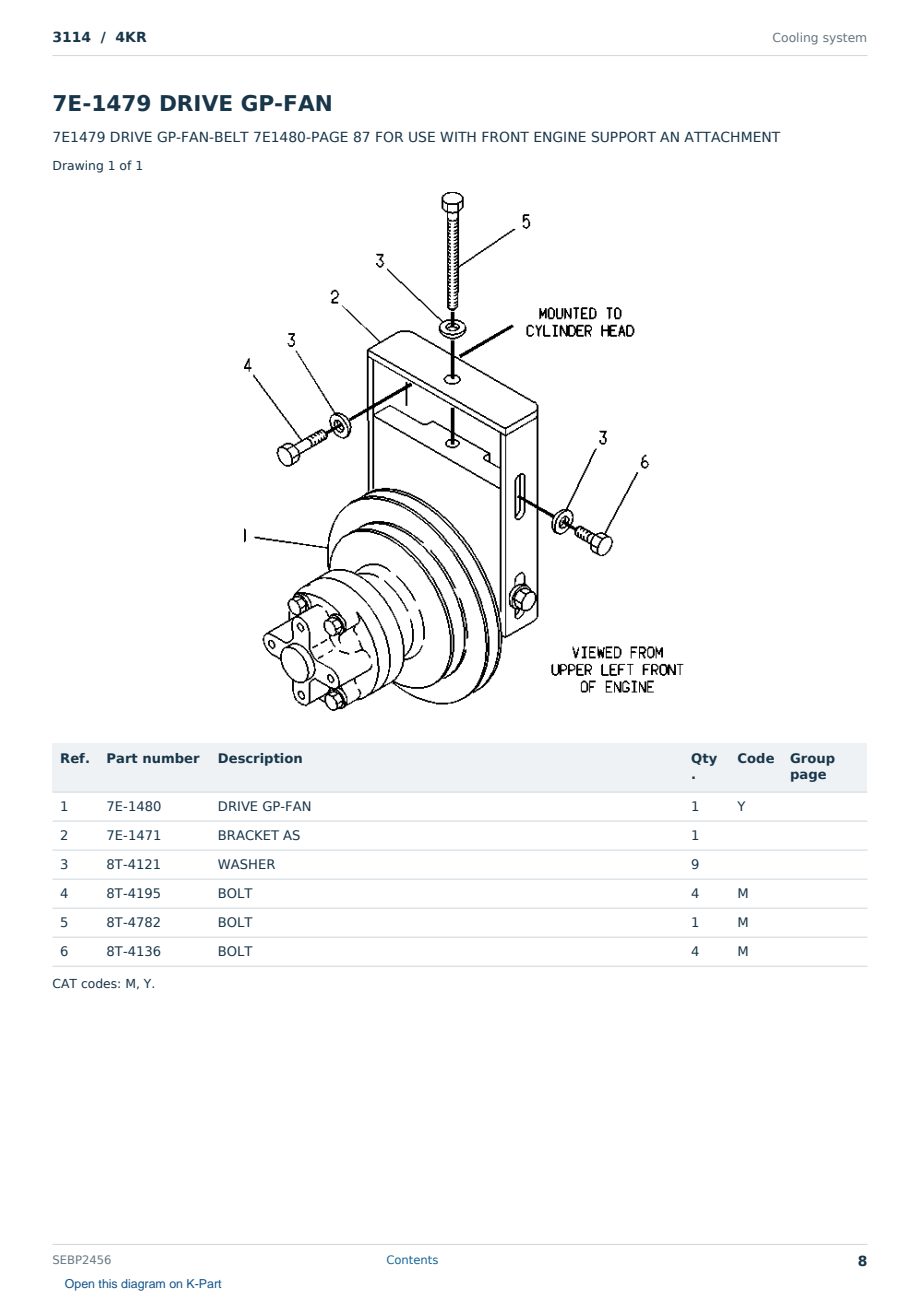 Caterpillar 3114 S/N 4KR Partsbook SEBP2456 (English) - sample page 8 of 10 Caterpillar 3114 S/N 4KR Partsbook SEBP2456 (English) - sample page 8 of 10